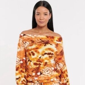 New! Coldesina Abstract Tie-Dye Drape Blouse – Orange Multi (3X, NWT)